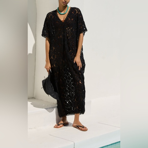Anthropologie Black Crochet Cover-Up Dress - Picture 1 of 8